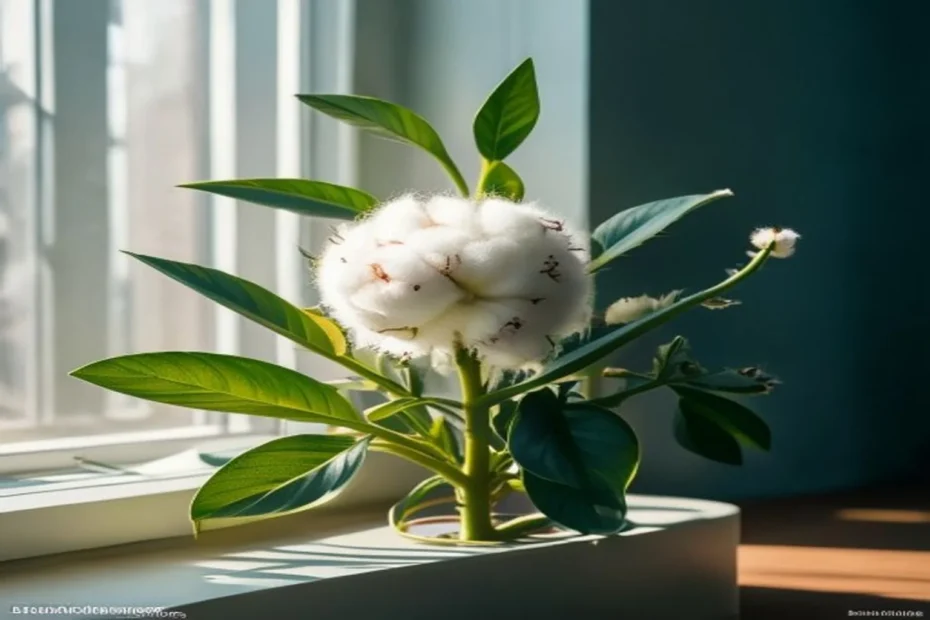 Planta de interior con cochinilla harinosa blanca siendo tratada con algodón y alcohol