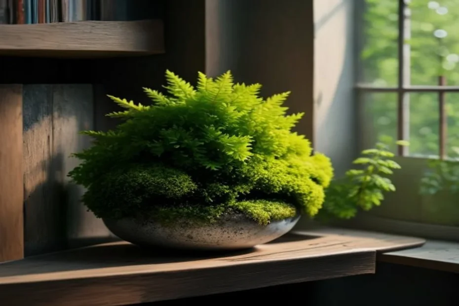 Musgo verde decorativo en maceta pequeña