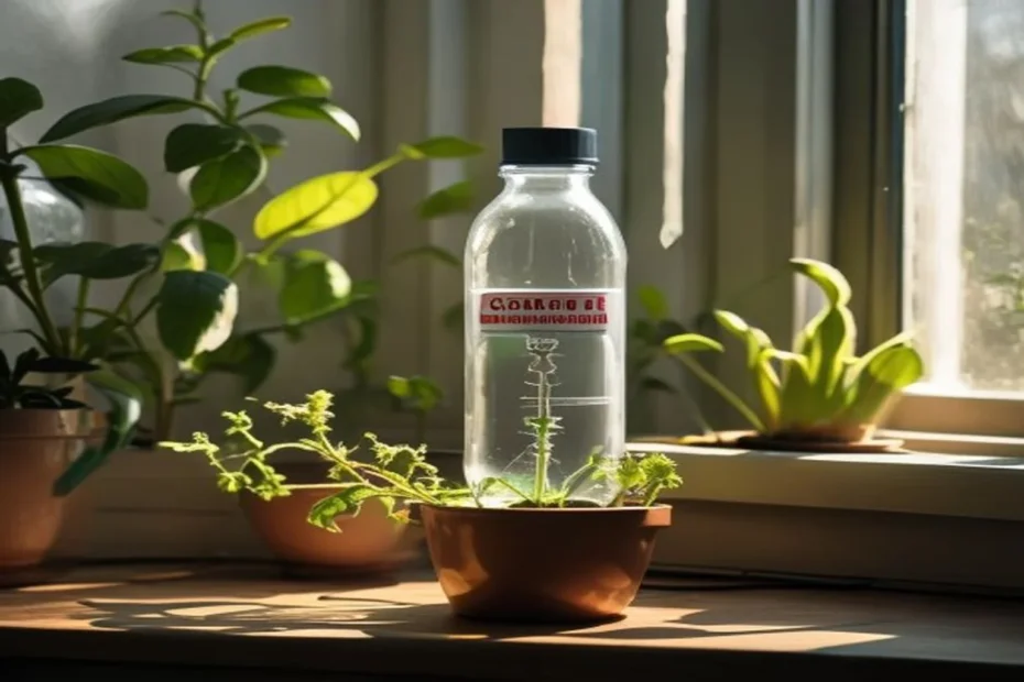 Botella de plástico invertida como sistema de riego automático para plantas